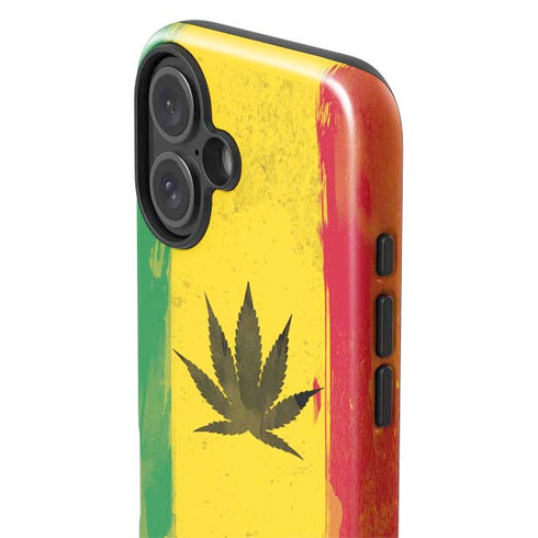 Marijuana Rasta Distressed iPhone 16 Plus Impact Case